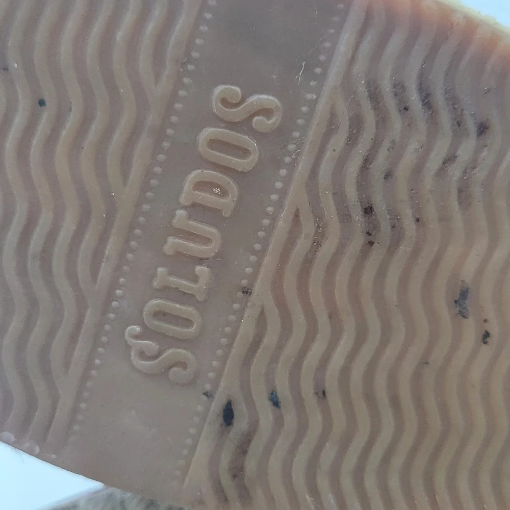 SOLUDOS Platform Camel Tan Leather Smoking Espadrille Slipper Size 8